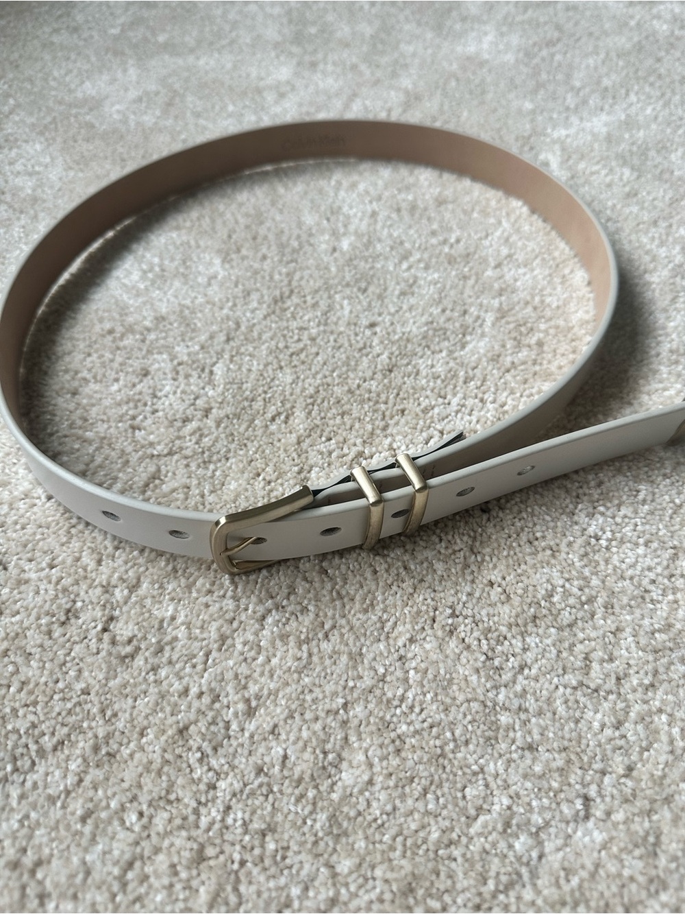 Classic Women's Slim Ivory Belt with Gold Buckle